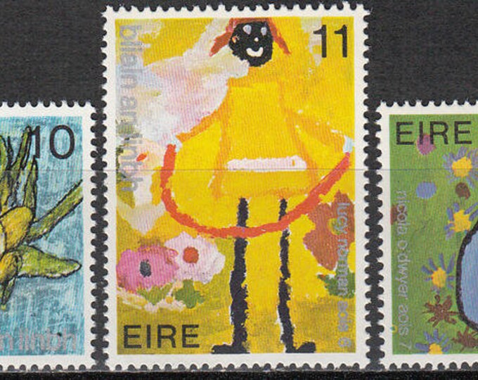 Irish Children Art Set of Three Ireland Postage Stamps Issued 1979