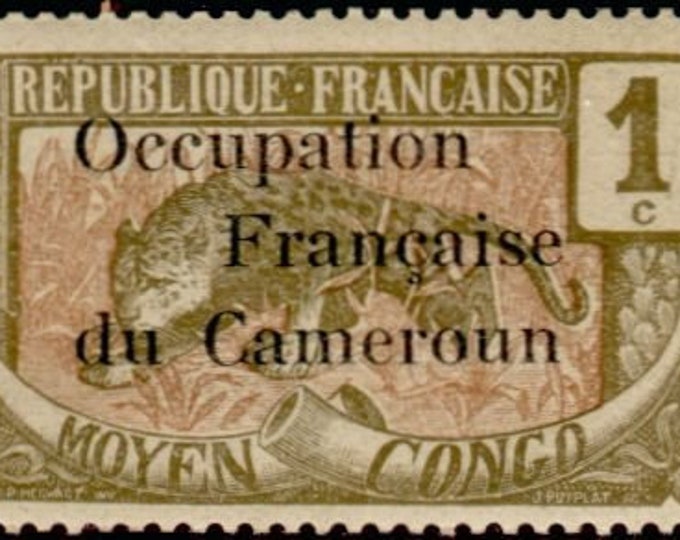 1916 Leopard Cameroun Overprint Postage Stamp Mint Never Hinged