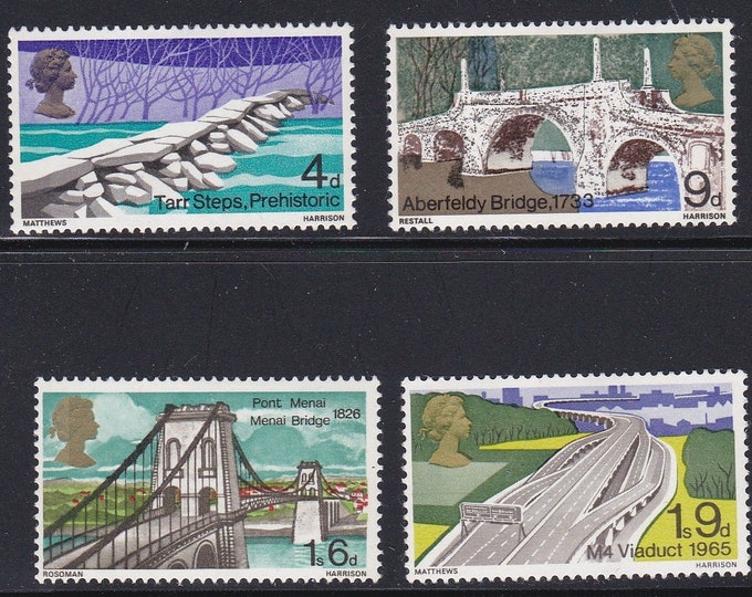 1968 British Bridges Set of Four Great Britain Postage Stamps Mint Never Hinged