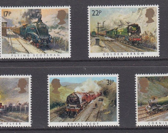 Famous Trains Set of Five Great Britain Postage Stamps Issued 1985