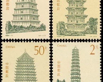 1994 Pagodas of the Tang and Song Dynasty Set of 4 China Postage Stamps Mint Never Hinged