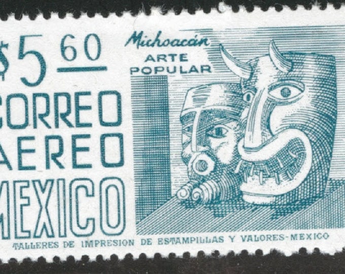 1976 Michoacan Masks Mexico Airmail Stamp Mint Never Hinged