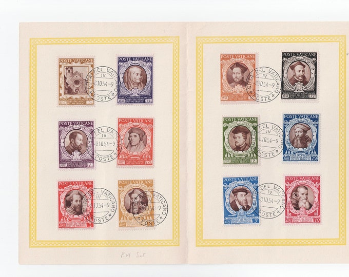 1946 Council of Trent Set of Twelve Vatican City Postage Stamps First Day Folder
