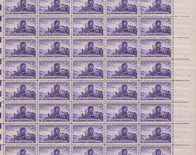 1947 Utah Centennial Sheet of Fifty 3-Cent US Postage Stamps Mint Never Hinged