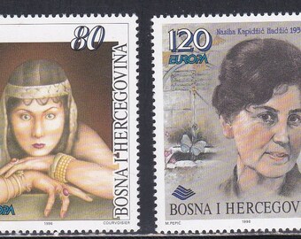 Famous Women Set of Two Bosnia and Herzegovina Europa Postage Stamps Issued 1996