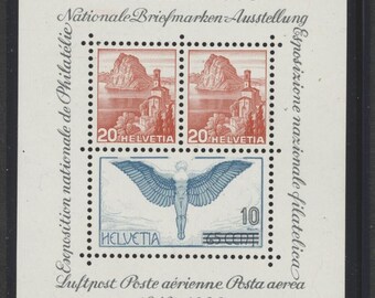 1938 Arrau Stamp Exposition Switzerland Postage Stamp Souvenir Sheet Mint Never Hinged