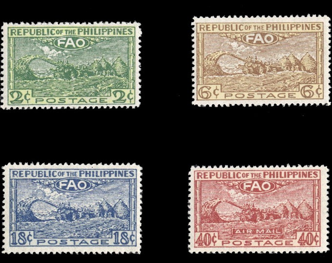 Food And Agriculture Organization Set of Four Philippines Postage Stamps Issued 1948