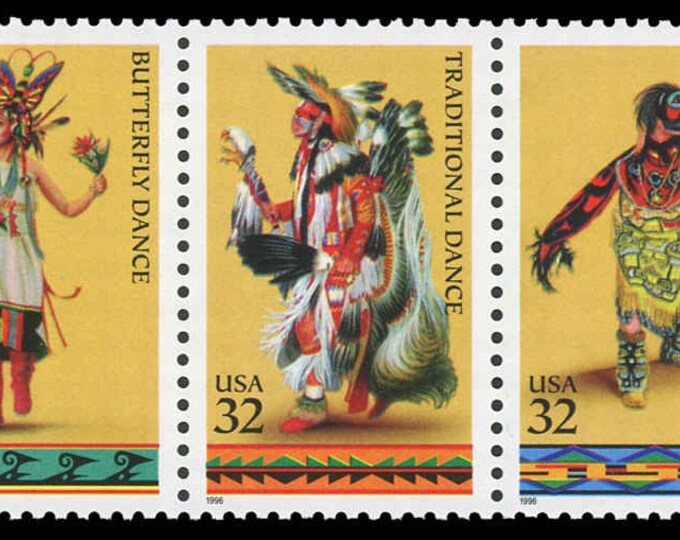 American Indian Dances Strip of Five 32-Cent United States Postage Stamps Issued 1996