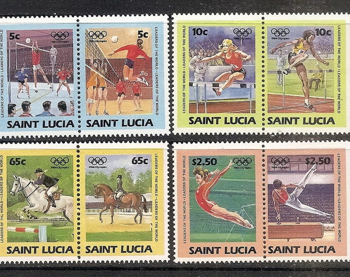 1984 Summer Olympics Set of 8 St Lucia Postage Stamps Mint Never Hinged