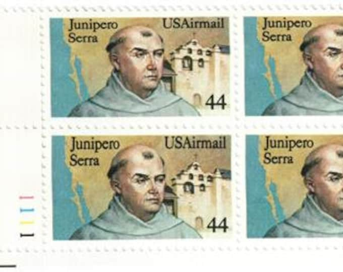 Junipero Serra Plate Block of Four 44-Cent United States Air Mail Postage Stamps