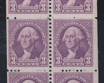 1932 George Washington Booklet Pane of Six 3-Cent US Postage Stamps Mint Never Hinged