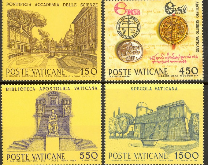 Pontifical Academy of Sciences Set of Four Vatican City Postage Stamps Issued 1984