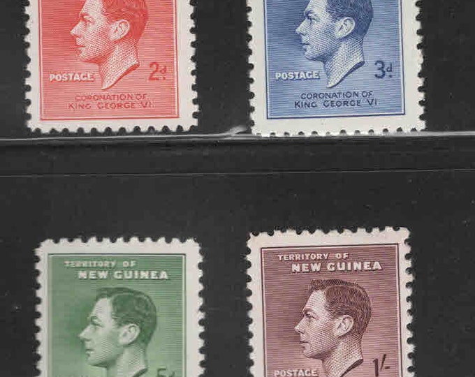 Coronation of King George VI Set of Four New Guinea Postage Stamps Issued 1937