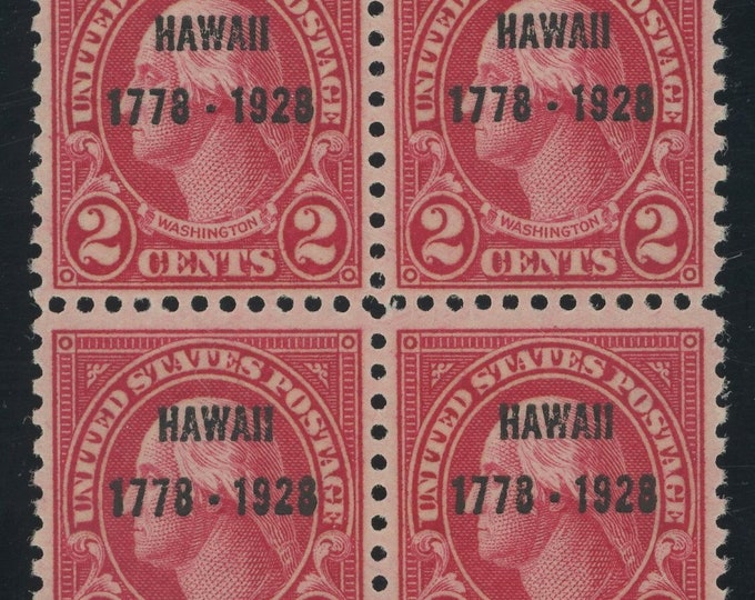 1928 Discovery of Hawaii Block of Four US Postage Stamps Mint Never Hinged