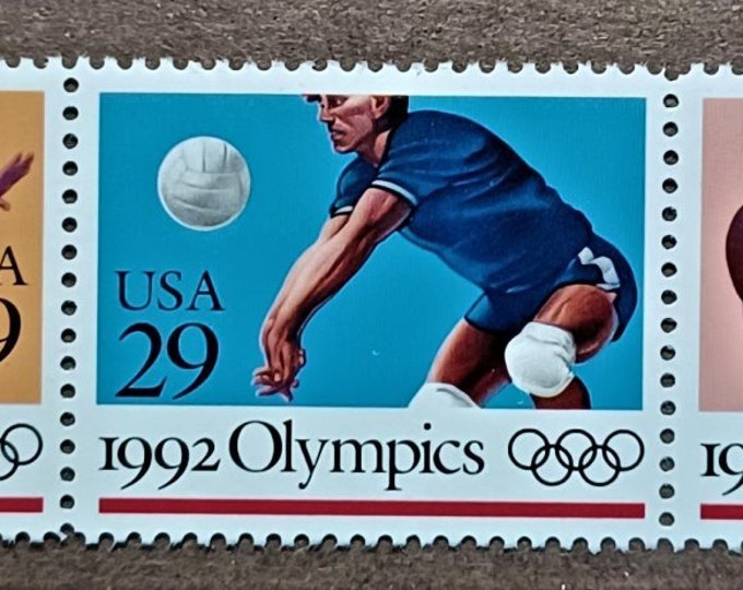 1992 Summer Olympics Strip of Five 29-Cent US Postage Stamps Mint Never Hinged