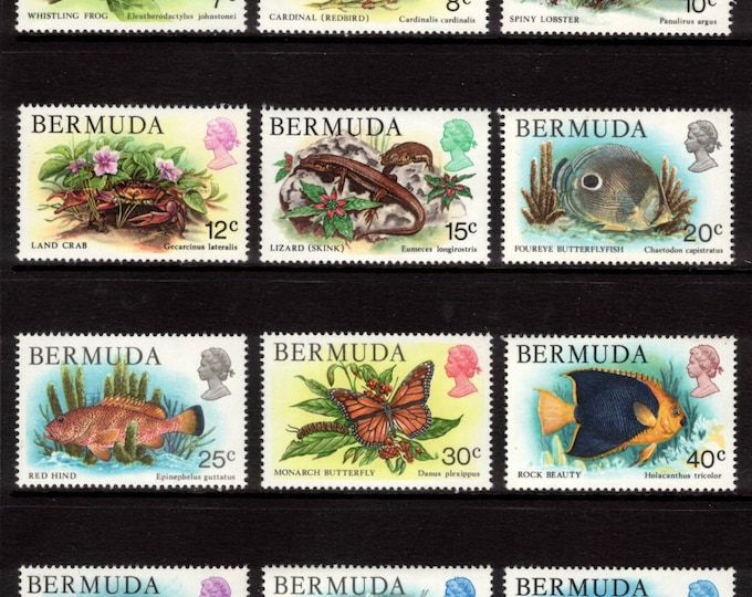 Wildlife Set of Seventeen Bermuda Postage Stamps Issued 1978-79