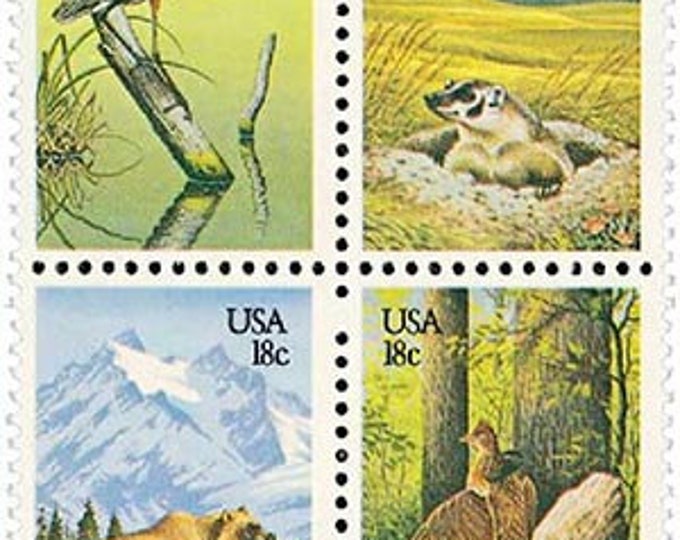 1981 18c Preservation of Wildlife Habitat Block of 4 US Postage Stamps Mint Never Hinged