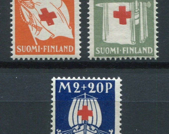 1930 Red Cross Set of 3 Finland Postage Stamps Mint Never Hinged