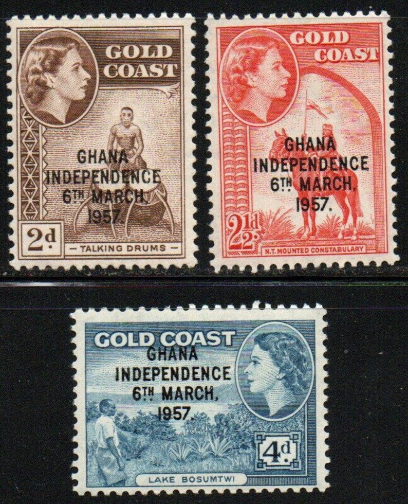 Independence Definitives Set of Three Queen Elizabeth II Ghana Postage ...