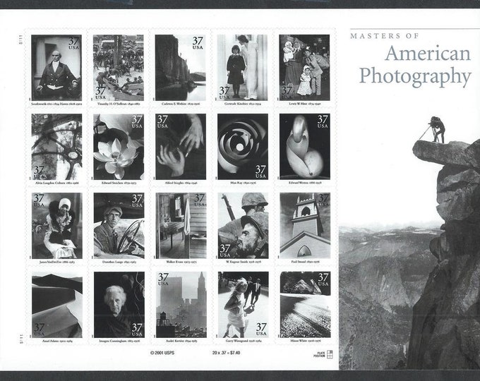 Masters of American Photography Mint Sheet of Twenty 37-Cent United States Postage Stamps Issued 2002