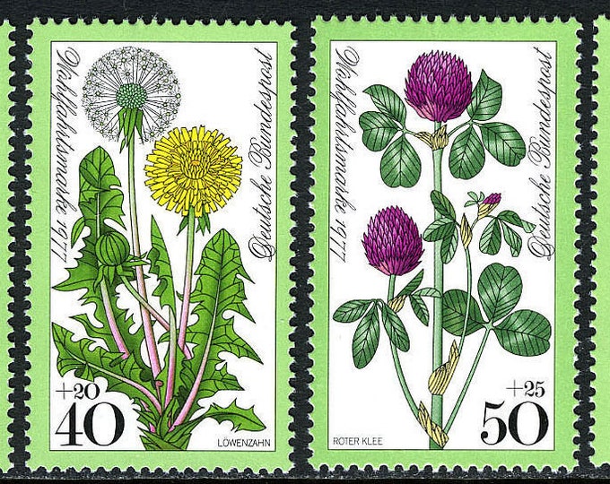 Meadow Flowers Set of Four Germany Postage Stamps Issued 1977