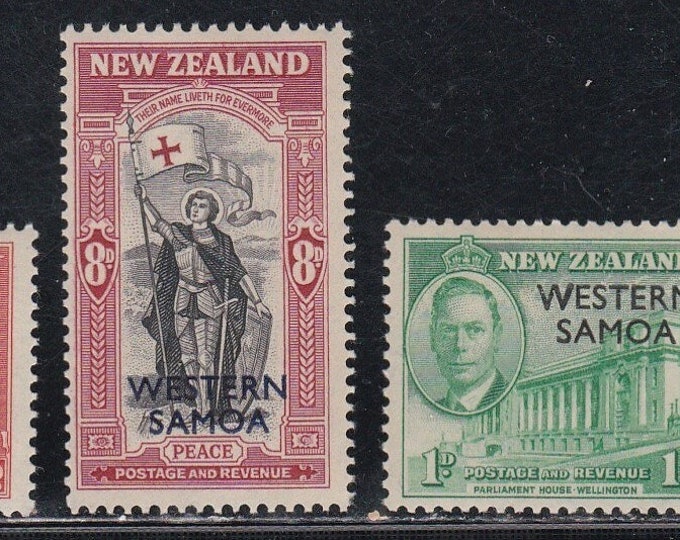 1946 WWII Victory Issue Set of Four Samoa Postage Stamps Mint Never Hinged