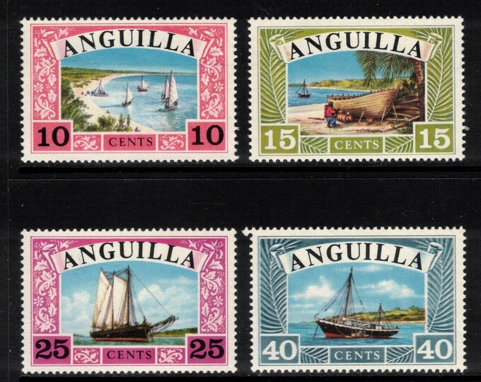 1968 Sailing Ships Set of 4 Anguilla Postage Stamps Mint Never Hinged