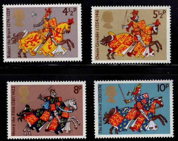 1974 Medieval Warriors Set of Four Great Britain Postage Stamps