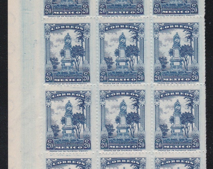 Josefa Ortiz de Dominguez Block of Twelve Mexico Postage Stamps Issued 1924