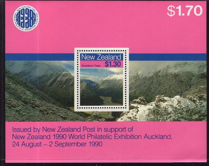 Philatelic Exhibition New Zealand Postage Stamp Souvenir Sheet Issued 1988