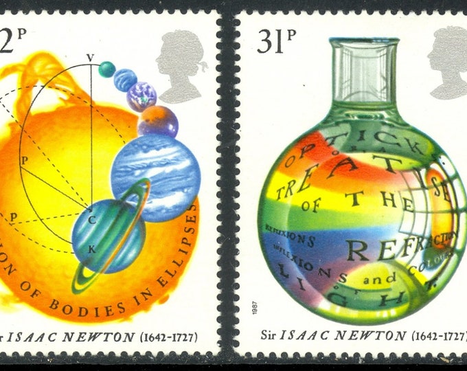 1987 Sir Isaac Newton Set of Four Great Britain Postage Stamps Mint Never Hinged