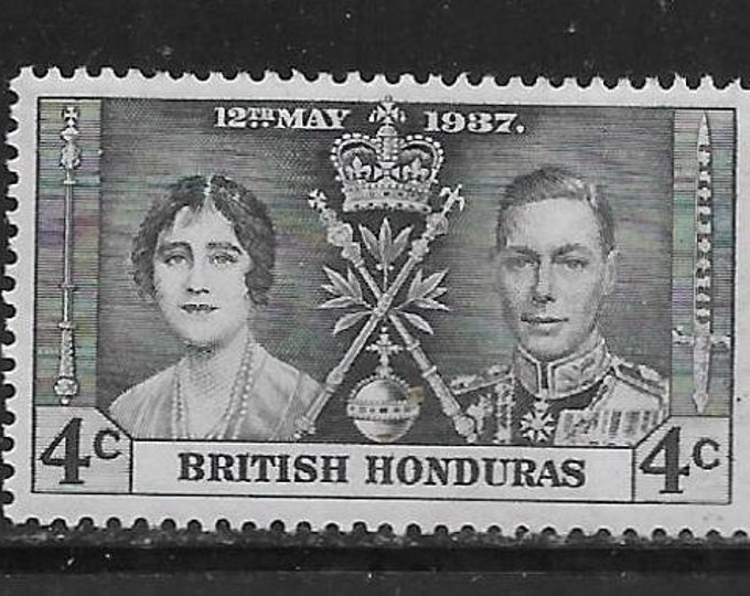 1937 Coronation of King George VI Set of Three British Honduras Postage Stamps