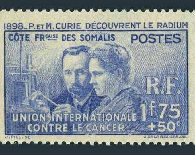 Pierre and Marie Curie Somali Coast Mint Postage Stamp Issued 1938