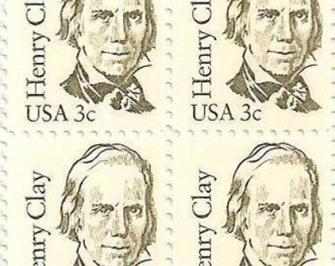 1983 3c Henry Clay Block of 4 US Postage Stamps Mint Never Hinged