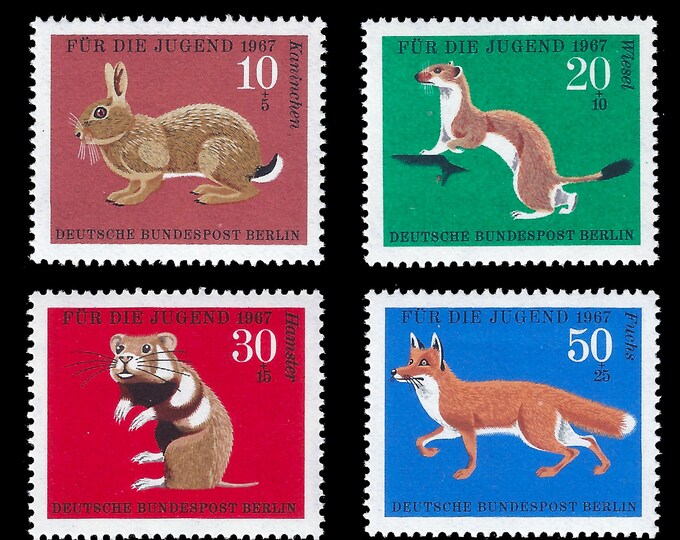 Mammals Set of Four Germany West Berlin Postage Stamps Issued 1967