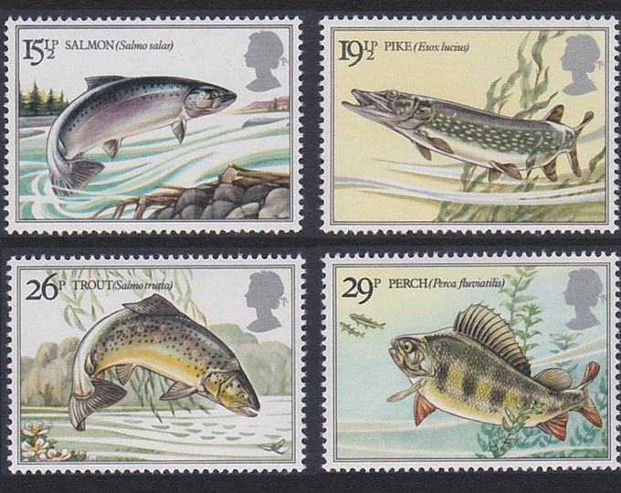 1983 British River Fishes Set of Four Great Britain Postage Stamps Mint Never Hinged