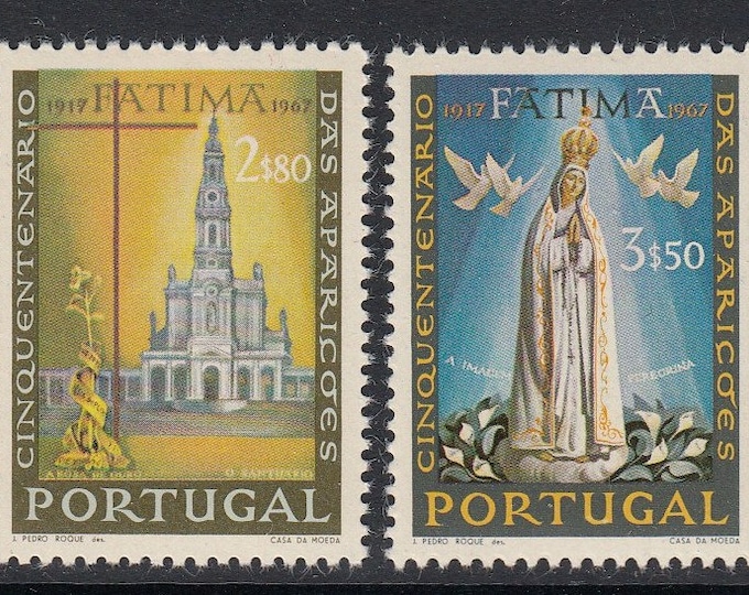 1967 Our Lady of Fatima Set of Four Portugal Postage Stamps Mint Never Hinged