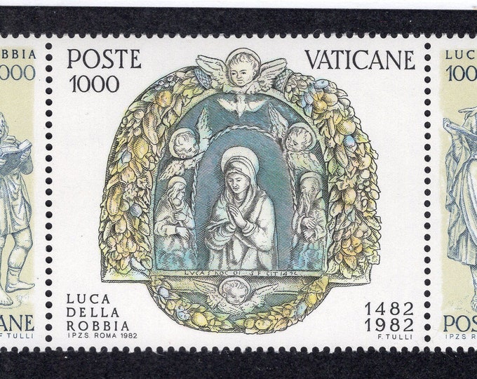 Luca della Robbia Sculptures Set of Three Vatican City Postage Stamps Issued 1982