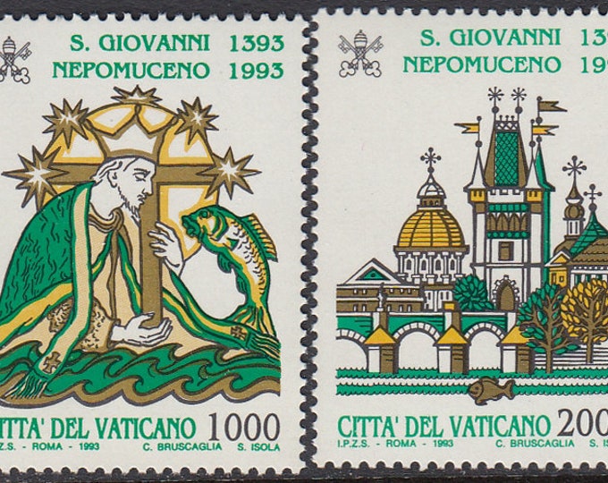 1993 St John of Nepomuk Set of 2 Vatican City Postage Stamps Mint never Hinged