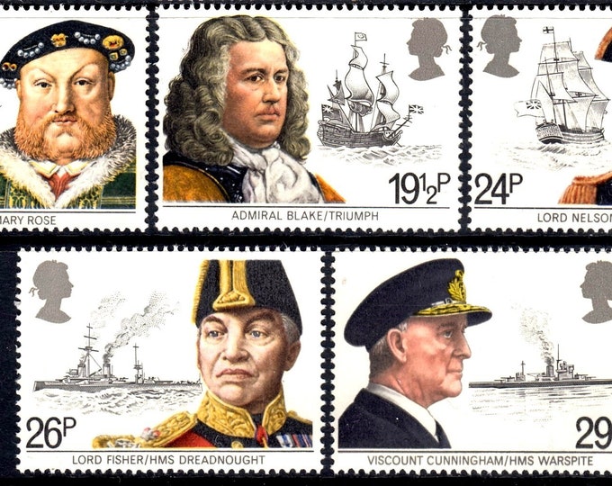 1982 British Maritime Heritage Set of Five Great Britain Postage Stamps Mint Never Hinged
