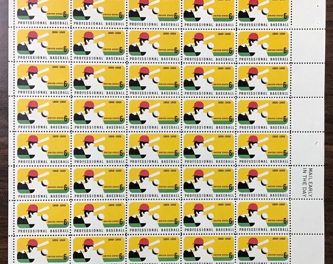 Major League Baseball Sheet of Fifty 6-Cent United States Postage Stamps