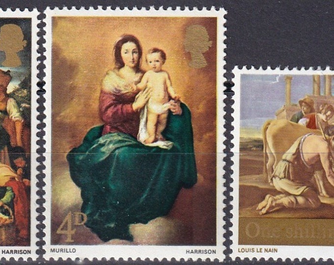 1967 Christmas Paintings Set of Three Great Britain Mint Postage Stamps