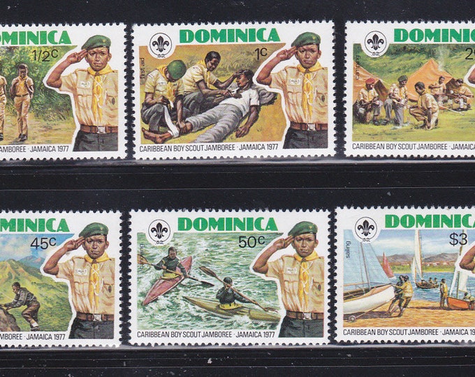Caribbean Scout Jamboree Set of Six Dominica Postage Stamps Issued 1977