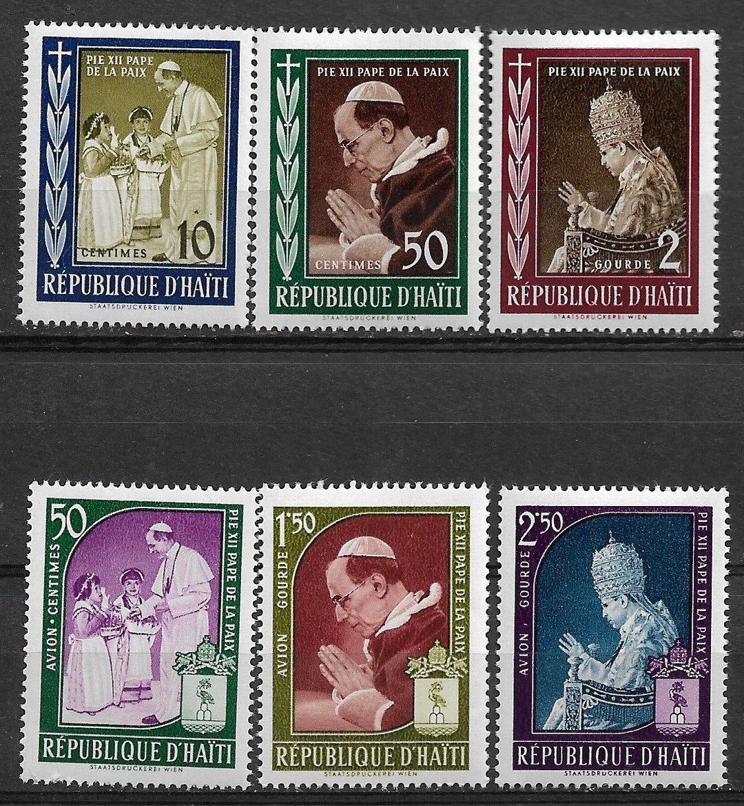 Haiti 1959 Pope Pius XII Set of Six Postage Stamps Mint Never Hinged - Etsy