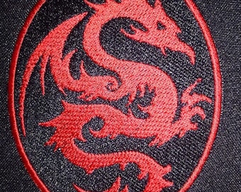 Fire Breathing Flying Red Dragon Iron Sew on Embroidered Patch #1541