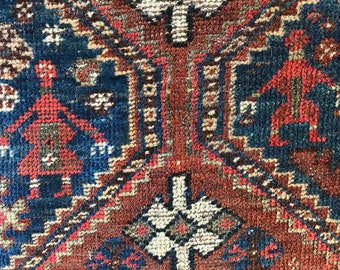 Vintage Turkish Rug 4.7 x 3 Ft Antique Qasqai Rug Vintage Afghan Rug Tribal Area Rug Sheraz Rug Free Shipping Hnad Knotted Wool Rug