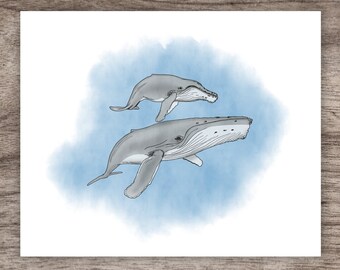 Whale "Hello There" Digital Print