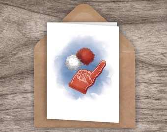 Foam Finger Pom Poms "#1 Fan" Greeting Card