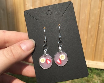 Strawberry and banana earrings