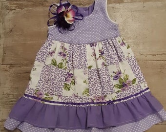 Patchwork Dress w/Floral Accessory